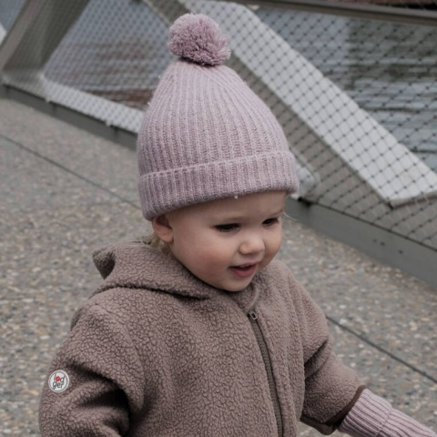 Lodger Czapeczka z wełny merino 100% różowa Rose