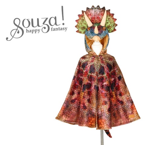 Souza! Kostium peleryna z kapturem - maską dinozaur Triceratops 4-7 lat