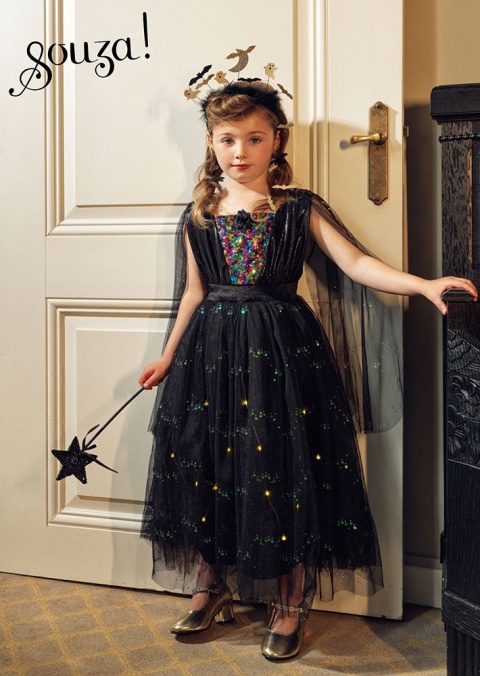 Souza! Kostium sukienka tiulowa z cekinami i lampkami LED czarownica Agatha Halloween