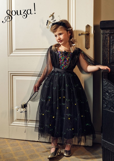 Souza! Kostium sukienka tiulowa z cekinami i lampkami LED czarownica Agatha Halloween