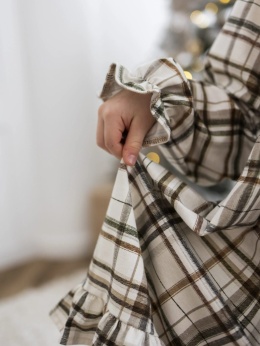 LaBambino Sukienka dla dziewczynki ROZALIA KRATA BEŻ