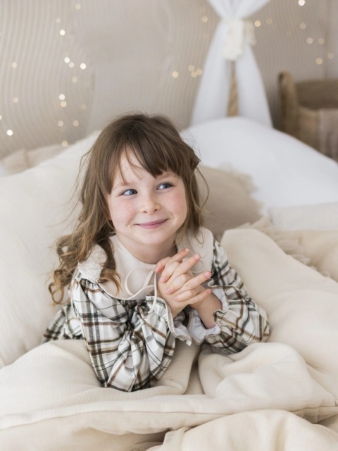 LaBambino Sukienka dla dziewczynki ROZALIA KRATA BEŻ