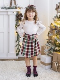 LaBambino Zestaw koszulka ze spódnicą KRATA ZIELEŃ