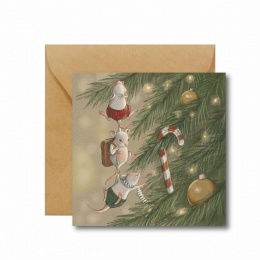 TRZY MYSZKI - KARTKA ŚWIĄTECZNA HI LITTLE