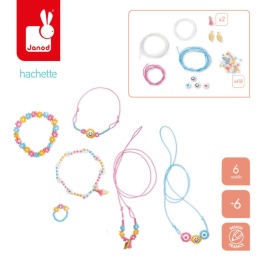 Janod Zestaw kreatywny do tworzenia biżuterii Kwiatki z koralików 6+