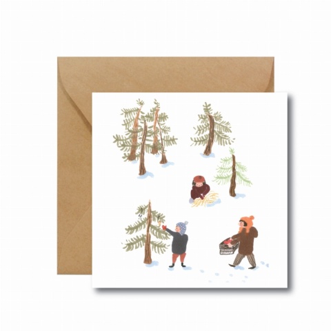 KARTKA ŚWIĄTECZNA LAS - HI LITTLE