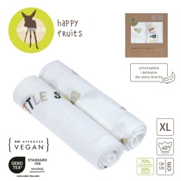 Lassig Bambusowa pieluszka otulacz Zestaw 2 szt. 120x120cm Happy Fruits pear