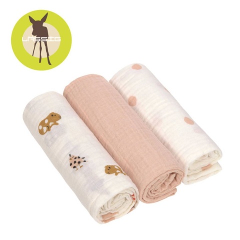 Lassig Muślinowa pieluszka otulacz z biobawełny Zestaw 3 szt. 85x85cm Little Mateys spicy orange