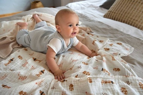 Lassig Muślinowa pieluszka otulacz z biobawełny Zestaw 3 szt. 85x85cm Little Mateys spicy orange