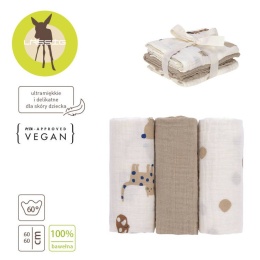 Lassig Muślinowa pieluszka otulacz z biobawełny Zestaw 3 szt. 60x60cm Little Mateys royal blue