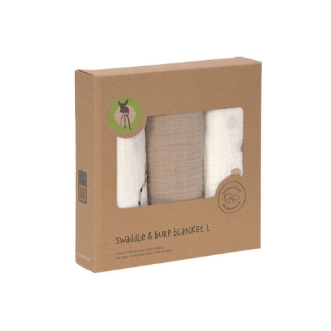 Lassig Muślinowa pieluszka otulacz z biobawełny Zestaw 3 szt. 60x60cm Little Mateys royal blue