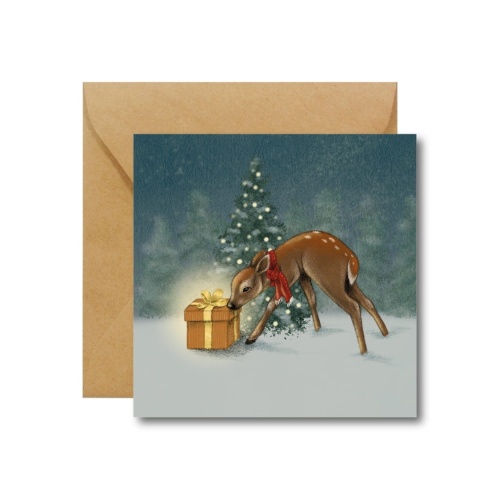 SARENKA Z PREZENTEM ŚWIĄTECZNYM - KARTKA OKOLICZNOŚCIOWA HI LITTLE