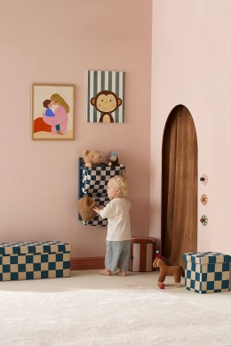 Kid's Concept - Półka ścienna materiałowa w szachownicę circus, check teal