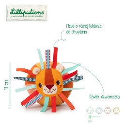 LILLIPUTIENS Piłeczka sensoryczna z dzwoneczkiem i wypustkami Lew Jack 6 m+