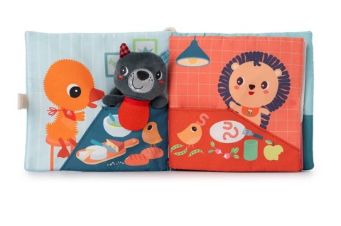 LILLIPUTIENS Książeczka aktywizująca z mini-przytulanką Smacznego! Wilk Louis 12 m+