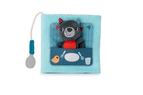 LILLIPUTIENS Książeczka aktywizująca z mini-przytulanką Smacznego! Wilk Louis 12 m+