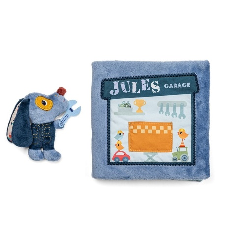 Lilliputiens Miękka książeczka aktywizująca "Garaż Pieska Jules'a" 12 m+