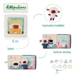 LILLIPUTIENS Książeczka aktywizująca z mini-przytulanką Dobranoc Owieczka Yvon 12 m+
