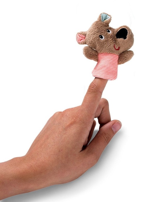 LILLIPUTIENS Książeczka z mini-pacynką na palec wielofunkcyjna "Buziaki dla Cezara" Niedźwiadek Cesar 12 m +