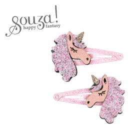 Souza! Spinki do włosów z brokatowym jednorożcem różowe Willow 2 szt.