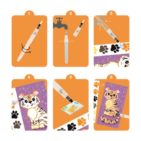 Tiger Tribe Przenośne Kolorowanki Wodne – Dzikie Zwierzęta