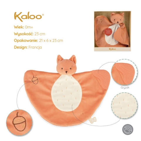 Kaloo Komforter z silikonowym gryzakiem 23 cm Lisek Grignoti