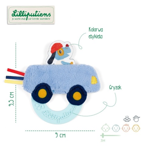 Lilliputiens Gryzak sensoryczny Auto Piesek Jules 3m+