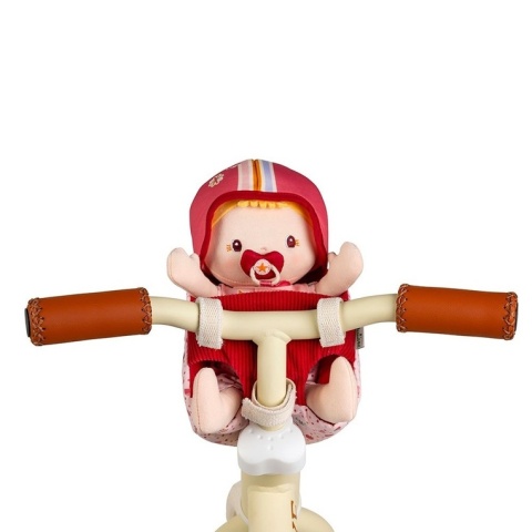 Lilliputiens Lalka dzidziuś w foteliku rowerowym z komforterem i kaskiem Lena 18 m+