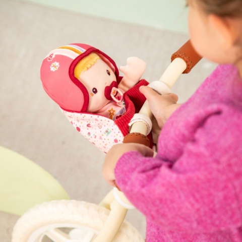 Lilliputiens Lalka dzidziuś w foteliku rowerowym z komforterem i kaskiem Lena 18 m+