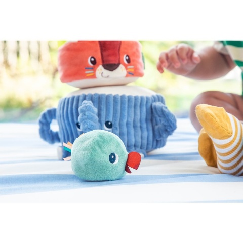 Lilliputiens Piramida dźwiękowa sensoryczne klocki z grzechotkami Zwierzątka 12m+