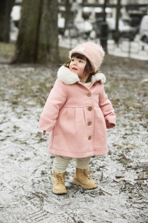 Elodie Details Czapka zimowa, Furry Knit - Powder Pink - 1-2 lata