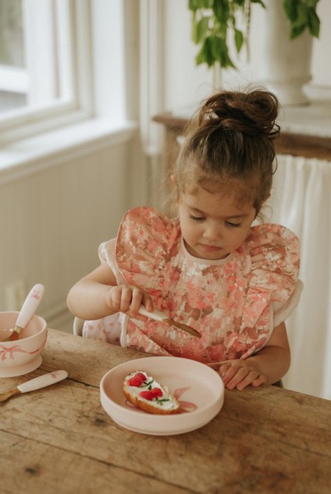 Elodie Details - Zestaw silikonowy - talerzyk i sztućce - rose bow