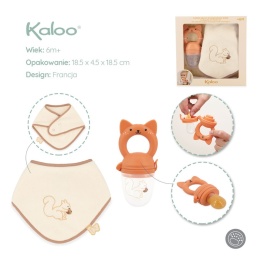 Kaloo Zestaw prezentowy Gryzak smoczek do owoców + śliniak Wiewiórka Grignoti