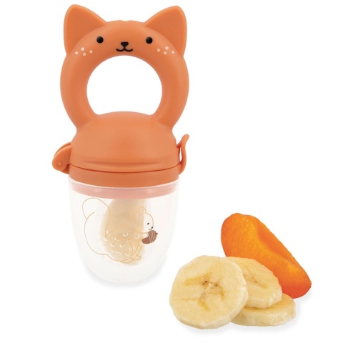 Kaloo Zestaw prezentowy Gryzak smoczek do owoców + śliniak Wiewiórka Grignoti