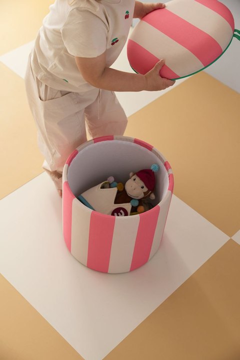 Kid's Concept - pufa cylindryczna ze schowkiem, różowa