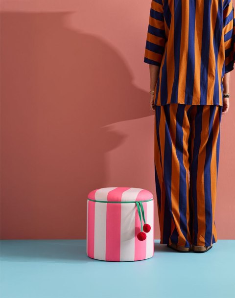 Kid's Concept - pufa cylindryczna ze schowkiem, różowa