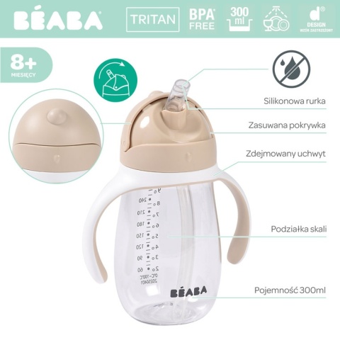 Beaba Bidon niekapek ze słomką tritanowy 300 ml Clay Earth