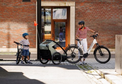 Hamax - przyczepka rowerowa Outback Next, podwójna, dusty green