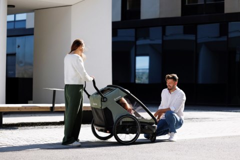 Hamax - przyczepka rowerowa Outback Next, podwójna, dusty green