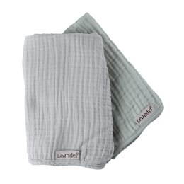 LEANDER - podkład muślinowy na przewijak MATTY™, 2-pak, grey/sage green