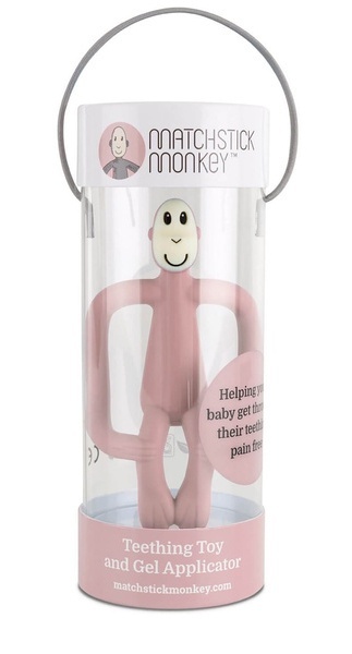 Matchstick Monkey Gryzak kojący ze szczoteczką Małpka - pastelowy róż