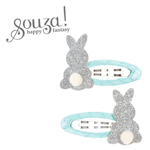Souza! Spinki do włosów owinięte wstążką z brokatowym króliczkiem Matisa 2 szt.