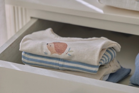 Little Dutch Body z krótkim rękawem Stone Blue stripe 56 cm