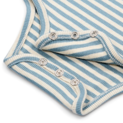 Little Dutch Body z krótkim rękawem Stone Blue stripe 56 cm
