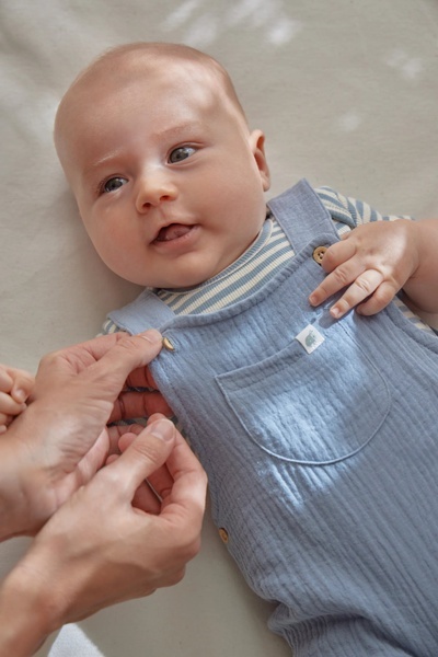 Little Dutch Body z krótkim rękawem Stone Blue stripe 56 cm