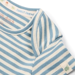 Little Dutch Body z krótkim rękawem Stone Blue stripe 56 cm