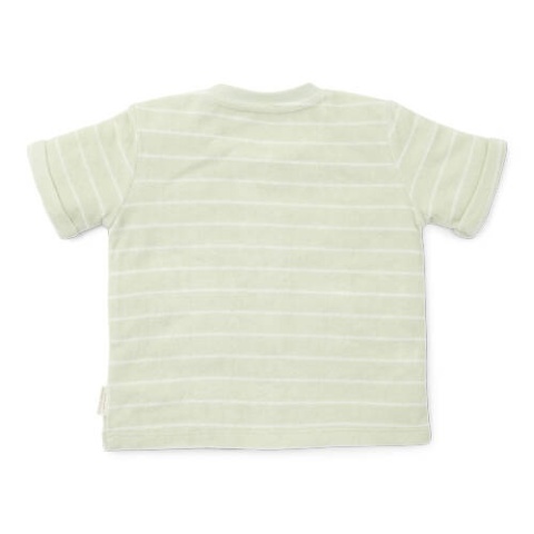 Little Dutch T-shirt frotte z krótkim rękawem Farm Green Stripes - 74