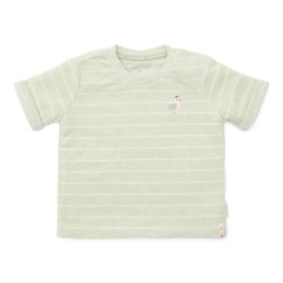 Little Dutch T-shirt frotte z krótkim rękawem Farm Green Stripes - 74