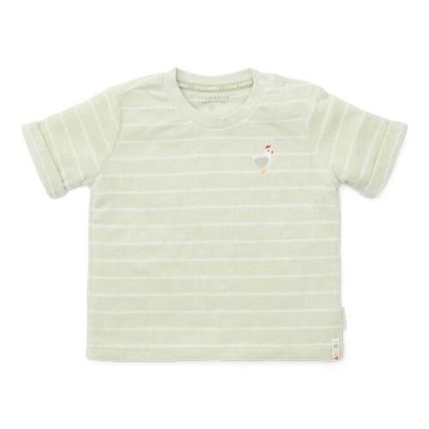 Little Dutch T-shirt frotte z krótkim rękawem Farm Green Stripes - 74