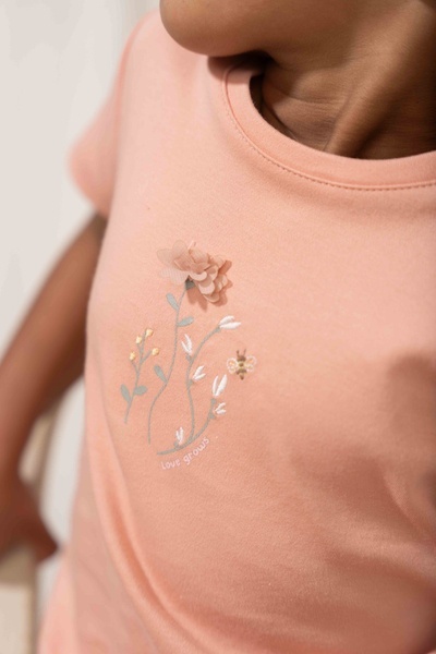 Little Dutch T-shirt z krótkim rękawem Flower Pink - 74